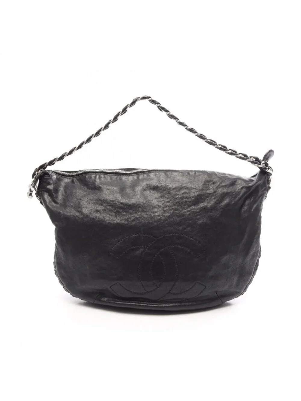 Chanel Shoulder Bag Hobo Black Leather